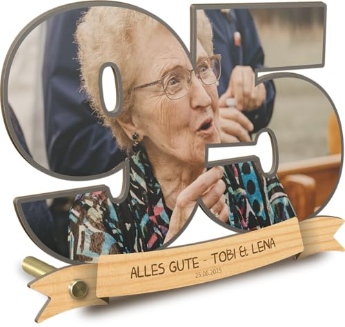 95 Geburtstag - 95 Geburstag Frauen personalisiert - Foto Motiv Holzbild opt. mit Sockel - 95 Geburtstag Männer, 95 Geburtstag Deko, 95. Geburtstag Frau, 95 Jahre Geburtstag, 95 Geburtstag Mann