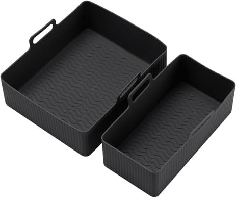 2 x Silicone Air Fryer Moulds, Air Frieder Accessories, Moulds for Air Fryers Reusable Square Airfryer Accessory for Hot Air Fryer, Microwave, Oven (A)
