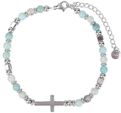 Mikovivi Religious Cross Bracelet for Women, Friendship Bracelet with Greeting Card Friend Jewelry Christian Confirmation Baptism First Holy Communion Gifts for Christmas Easter Graduation