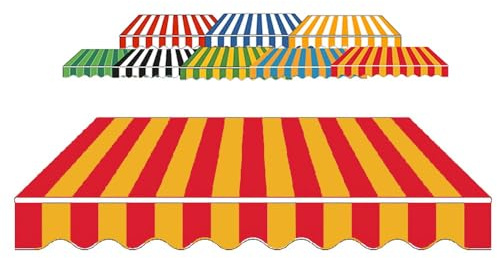 ZYXQQJ 250x200cm 300x200cm 245x210cm Einziehbare Ersatz-Markisenstoff Für Balkonmarkise Sonnenschutz Markisenbespannung Gelenkarmmarkise Ersatzstoffe(Stripe 7,10x6.5ft/300x200cm)