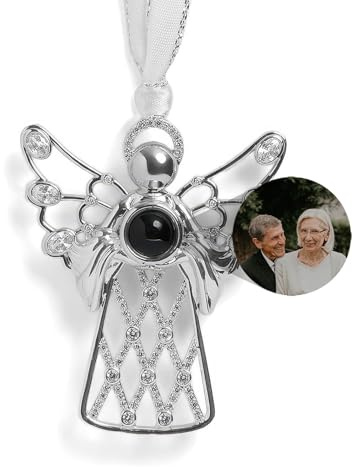Personalised Photo Ornaments for Christmas Tree Custom Decoration with Picture Inside Hanging Angel Embrace Projection Pendant 2026 New Home Decor for Xmas Party Memorial Gifts for Family