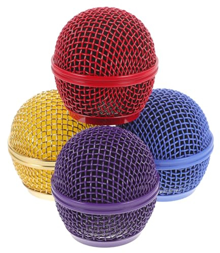 MAGICLULU Cache-Micro en Maille 4 Pièces Colorées pour Remplacement et Personnalisation d'Équipement de Microphone Professionnel
