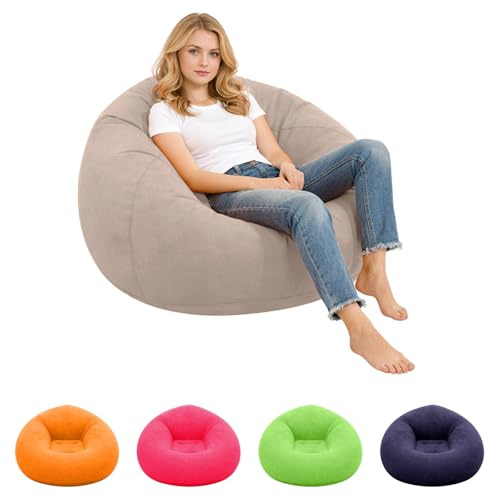 Aufblasbarer Sitzsack - 103x60cm Aufblasbares Sofa, Aufblasbarer Outdoor|Indoor-Sessel, Wohnzimmer Liegestuhl Schlafzimmer Sitzsack Superweich Bean Bag Lounge Sitzhocker Relax-Sessel (Kaffee)