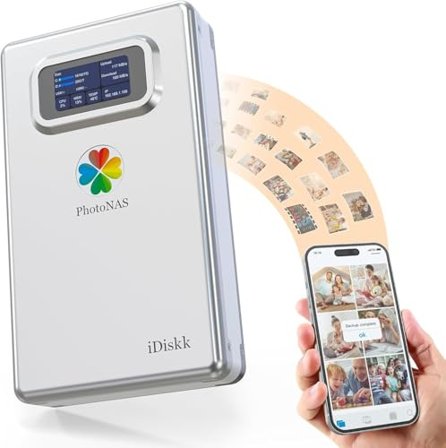 iDiskk Disco rigido esterno per iPhone da 2 TB per la famiglia e il NAS personale, per il backup e la condivisione di foto e video, sincronizzazione dati in tempo reale per iPhone, iPad, PC, Mac