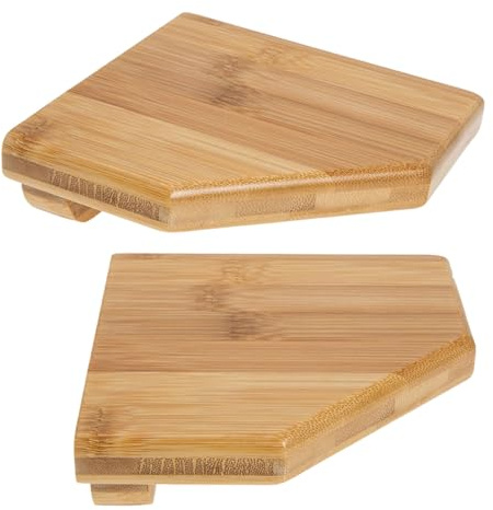 2 Stück Eckregal Wandregal Bambus 14x14x4cm, für Küche und Zimmer | Regal Badezimmer ohne Bohren, Khakifarbene Ausführung, Modern, Leicht zu Reinigen, Platzsparend
