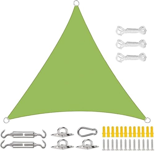 Voile Pare-Soleil, Auvent Triangulaire, avec Kit De Fixation, Protection UV, Respirant for Jardin, Extérieur, Housse Chaise Œuf Patio(Green,4x4x4m)