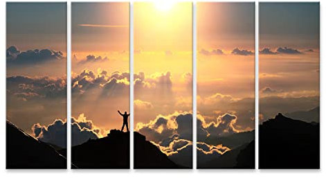 islandburner Bild auf Leinwand Person Auf Berggipfel Über Den Wolken Bilder Wandbilder Poster
