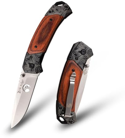 Elk Ridge, Klappmesser, ER-940ST, Klinge: 8.26 cm, rostfreier Edelstahl, Pakkawood, Taschenmesser, Braun, Messer für: Angeln, Freizeit,Schnitzen