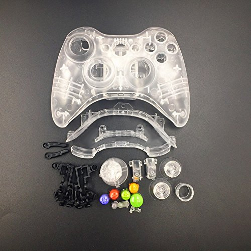 Custodia Cover Shell con pulsanti completi Accessori kit per Xbox 360 Xbox360 Wireless Controller Trasparente