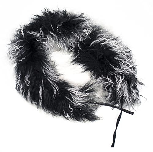 Reissner Lammfelle langflorige Kurz Boa Stola aus 100% Tibet Lammfell Farbe schwarz (tops) JYB14 Boa-75