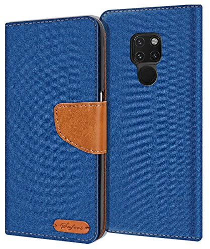Verco für Mate 20 Hülle, Schutzhülle für Huawei Mate 20 Tasche Denim Textil Book Case Flip Case Klapphülle, Blau
