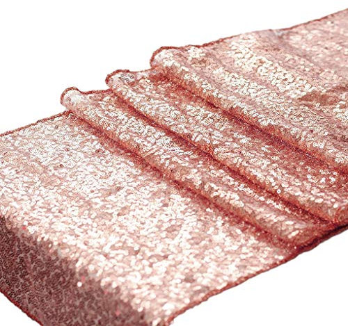 Busirde 30x180cm Paillettes Glitter Flag Matrimonio Compleanno Baby Shower Runner Tovaglia Oro Rosa 30 * 180cm