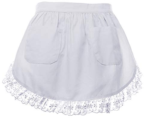 aspire Schürze Damen Vintage Kellnerschürze Weiß Halbschürze für Maid Cosplay