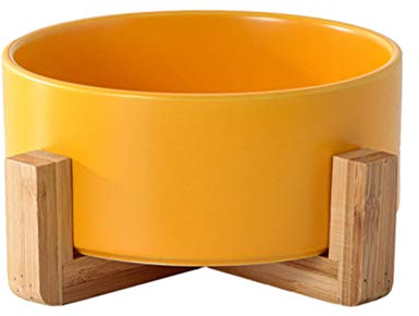 JMAHM Ceramic Bowl Set Salad Noodle Bowls with Bamboo Wood Shelf Tableware Dinnerware (Orange)