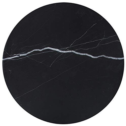 StonePlus Natürliches rundes Marmor-Tablett, glänzend, für Dessert, Käse, Kaffee, Vorspeisen (schwarze Marquina)