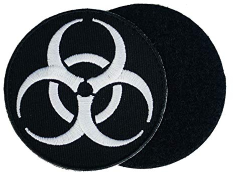 Graphic Dust (leuchtet im Dunkeln + Klettverschluss) Biohazard bestickter Aufnäher Logo Symbol Gefahr Strahlung Zombie Virus Schwarz Weiß Applikation Response Team Stars Death Stop