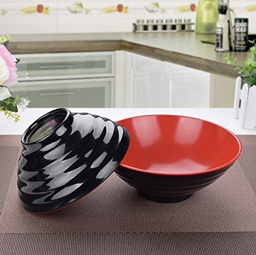 KOKOBASE Authentic Oriental 1PCS Black Ramen Noodle Plastic Bowl - Durable Melamine, Ideal for Soups, Salads, Asian Dishes - Japanese Style, Dishwasher Safe, 22cm x 8.5cm