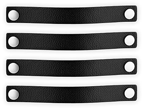 Brute Strength – Ledergriffe für Möbel – 25 x 3 cm – Schwarz – 4 Stück | Handgefertigte Möbelgriffe und Lederschlaufen aus Vollnarbenleder; für Schranktüren und Schubladen, Schrauben inklusive
