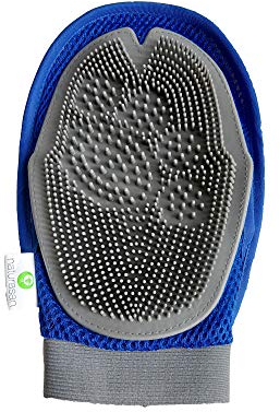 Naturasan 3 in 1 Haustier Fell-Pflege Handschuh | 2-Seitige Bürste aus weichem Silikon + Mikrofaser | Massage u. Entfernung von losem Haar | für Teppich, Möbel, Sofa | Kleintiere Hund Katze