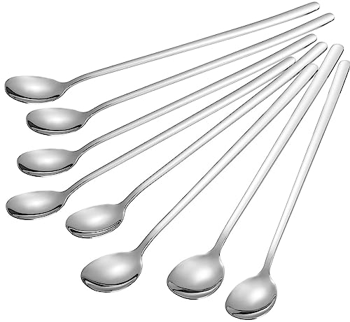Cucchiaino da tè ghiacciato con manico lungo, 8 pezzi, cucchiaio da gelato in acciaio inox 304 Premium Briout