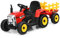 COSTWAY Trattore con Rimorchio Cavalcabile per Bambini 12V, Trattore Elettrico Telecomandato, con Luci e Suoni, 30kg, 3+ Anni (Rosso)