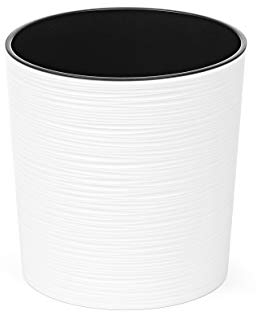 HappyFlower Blumentopf Pflanzkübel inkl. Einsatz rund Meißel-Optik Übertöpfe (Weiß, Durchmesser 19 cm/Höhe 19,5 cm)