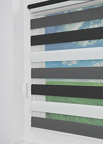 Tom'Shop Tom'Shop® Doppelrollo DuoRollo (Schwarz & Weiß & Grau 100cm x 150cm) Duo Rollos für Fenster Klemmfix ohne Bohren mit Klämmträger Fensterabdeckung Fensterrollo leichte Montage