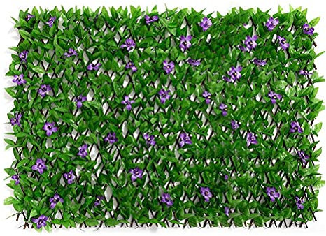 Hidyliu Haie de lierre artificielle - UV - Décoration murale - Fausses feuilles - En bois massif et plastique - Pour jardin, cour, maison - Violet