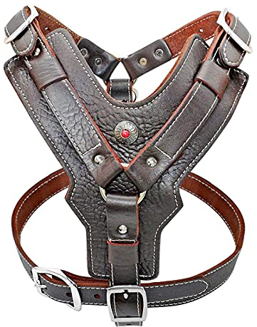 Strapazierfähiges Hundegeschirr aus Leder für große Hunde Trainingsweste mit Quick Control Griff-2XL
