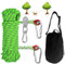 Dog Camping Essentials 15,2 m tragbares Überkopf-Trolley-System, Haustier-Camping-Leine für Hunde bis zu 90 kg, Hundeläufer für Hof, Grün