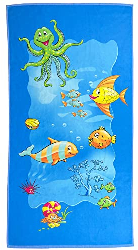 ESPiCO Strandlaken Badetuch Strandtuch Unterwasser Meer Fische Krake Muschel Seeigel Weltmeer 75 cm x 150cm