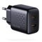 VOLTME Chargeur USB C 20W Noir, Chargeur 2-Port Mural USB-C Double Type C Charge Rapide Secteur PD3.0 PPS Adaptateur Compatible avec iPhone 15/14, Galaxy Note, Xiaomi/Huawei/Pixel