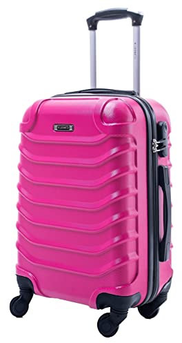 R.Leone Valigia Trolley Bagaglio a mano Rigido Ultraleggero in ABS 4 Ruote Autonome (Fucsia, 2026 Valigia 55x40x20cm)