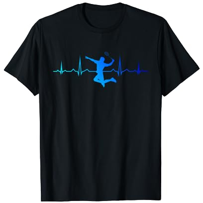 Federball Badmintonspieler Herren Badminton Herzschlag T-Shirt