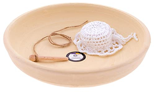 CERÁMICA RAMBLEÑA | Cruche en Terre Cuite - Accessoires - Cruche Traditionnelle de La Rambla (Córdoba) | 100% Fait Main | ÉCHO | Plaque de Base + Bouchon au Crochet + Bouchon en Bois