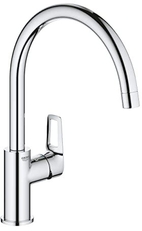 GROHE BauLoop 3136810F - Grifo mezclador monomando para fregadero de una sola palanca con boquilla alta y 360˚
