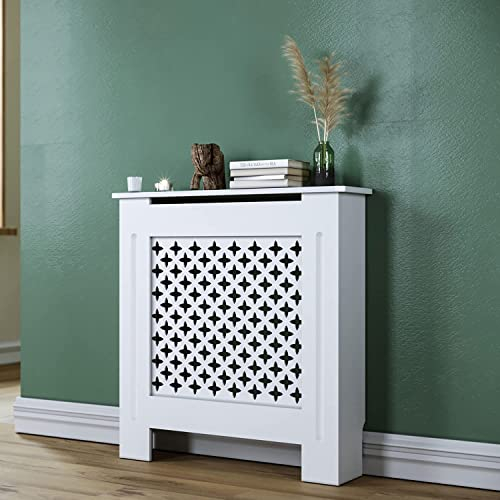 SUNXURY Heizkörper-Abdeckung, Heizkörperverkleidung Holz Weiß 78x19x81.5 cm Klein Modern Heizkörperabdeckung Abdeckung Heizkörper Hülle für Schlafzimmer Wohnzimmer