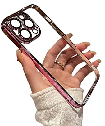 MOGSA Custodia per iPhone 13, in silicone trasparente elettrolitico per iPhone 14, 13, 12, 11, Pro Max Plus, cover posteriore per iPhone 13 Mini, rosa