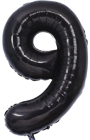Vthoviwa 40 Zoll/18 Farbens Luftballon Zahlen 9 Schwarz, Luftballon 9. Geburtstag Foil Ballon, 0123456789,10-19,20-25,30,40,50,60,70,80,90, Folienballon 9 Party Dekoration Helium Unterstützen