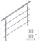 CAVATINY Garde-corps avec main courante en acier inoxydable pour escalier balcon avec 3 traverses - Main courante intérieure et extérieure, garde-corps d'escalier, parapet, balcon (120 cm, 3