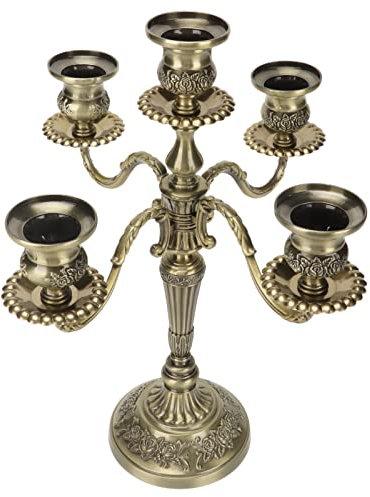 Cyrank Kerzenhalter, 5 Köpfe Kandelaber Kerzenhalter Kerzenhalter aus Bronze Metall Kerzenhalter aus Zinklegierung Kerzenhalter Für Tischdekoration