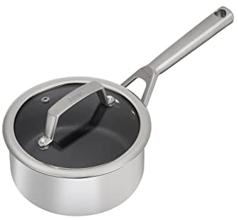 Ninja ZEROSTICK Stainless Steel Cookware 16cm Saucepan, Long Lasting, Non-Stick, Induction Compatible, Saucepan, Oven Safe to 260°C, Cast Stainless Steel Handle C60216UK