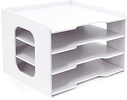 SONGWAY Organizador de Papel para álbumes de Recortes de 12 x 12 Pulgadas, Organizador de Archivos de 4 Niveles, Blanco, plástico, PVC, Cuadrado, Moderno, apilable, Almacenamiento de Papel de