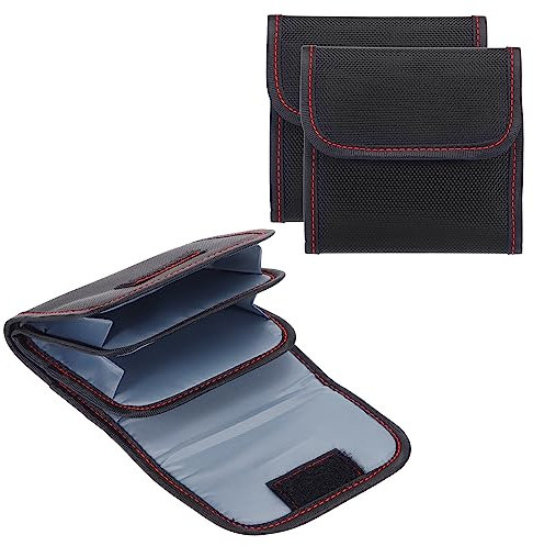PATIKIL 2 Pcs Lens Filter Case, 3-Pocket Portable Photography Camera Bag Strap Pocket Drone for 25mm-82mm, Black/Red