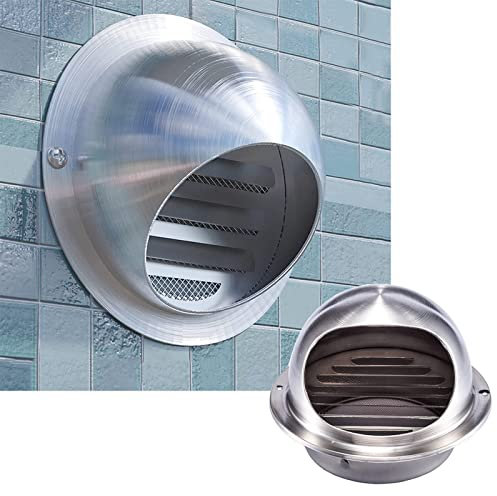 Duchunsheng Rond Grille De Ventilation en INOX Ø 125/160/180/200/250/300mm, Grille Aeration D'Évacuation Murale Externe, Prise D’air Sphérique Grille D'Aération Hotte Connecter Conduit Ou Tuyau