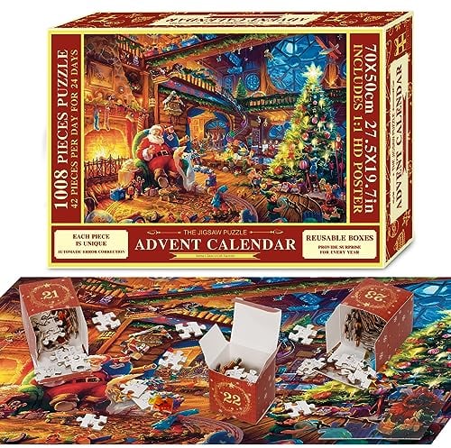 Pukamam Adventskalender 2025 Puzzle 1008 Teile Frauen Männer Geschenk Weihnachten