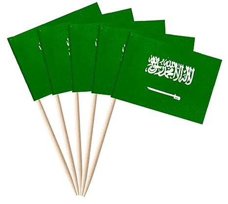 stidsds Saudi-Arabien-Flagge, Saudi-Arabien, Zahnstocher-Flaggen, Mini-Flaggen, kleine saudi-arabische Cupcake-Topper, Stick-Flaggen, Banner, Party, Cocktail, Obstdekoration, 100 Stück