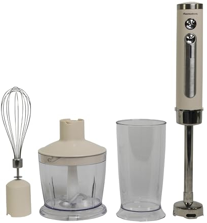 Melchioni Family | Mixeur Plongeant Sans Fil Rechargeable, Ensemble avec Batteur, Hachoir, Mixeur et Verre Gradué de 600 ml, Modèle ARIEL, Couleur Blanche