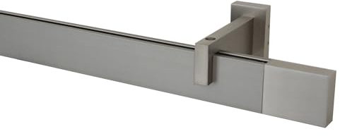 Garesa Gardinenstange Flat 40 x 15mm, 1-läufig, vernickelt I Vorhangstange inkl. Gleiter I Endkopf ohne Rillen I Wandmontage I 120cm