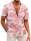 COOFANDY Hawaiian Shirts for Men Summer Short Sleeve Floral Shirt Regular Fit Holiday Beach Tropical Shirts Pink XL